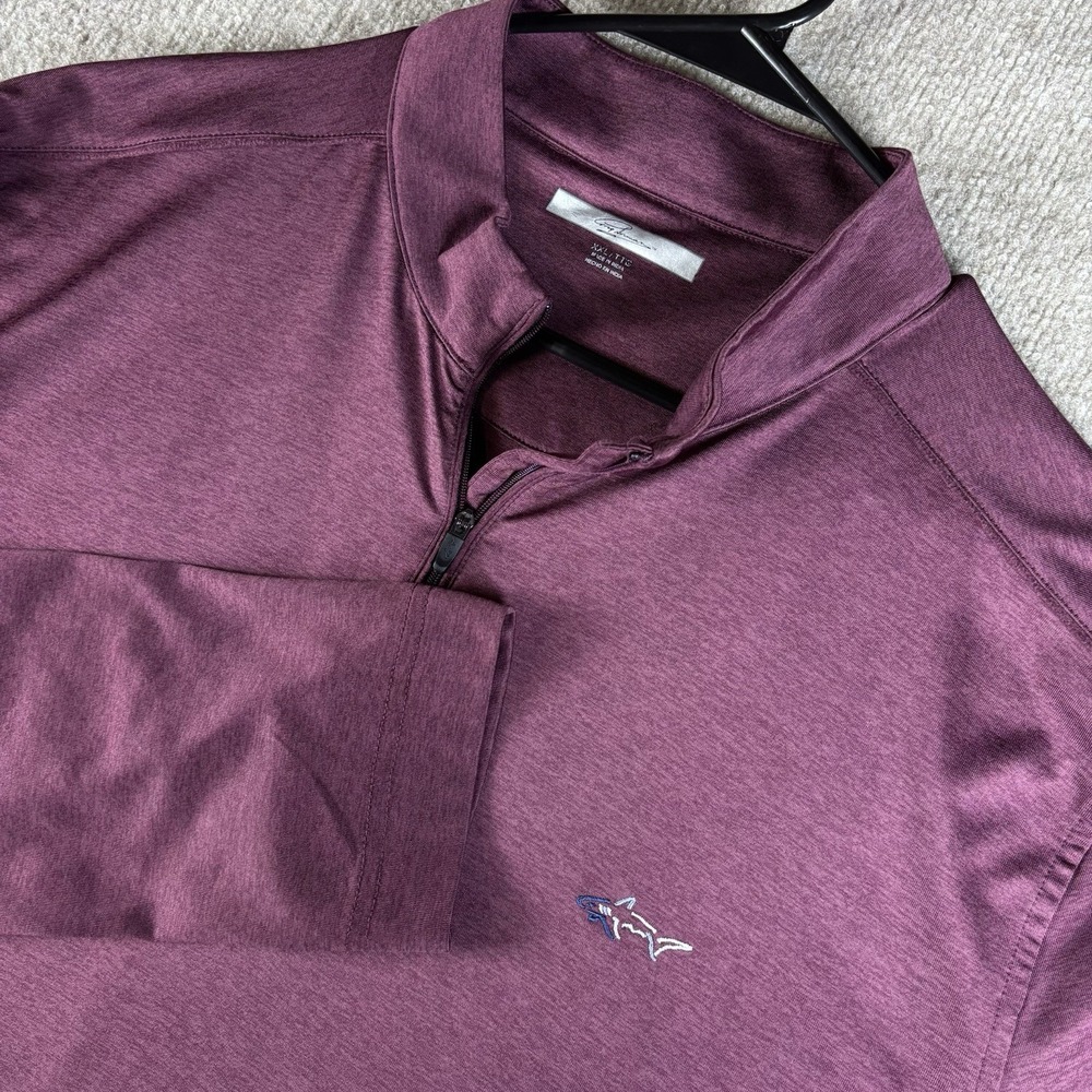 Greg Norman Shark Logo Quarter Zip Performance Shirt Men's XXL Burgundy Stretch